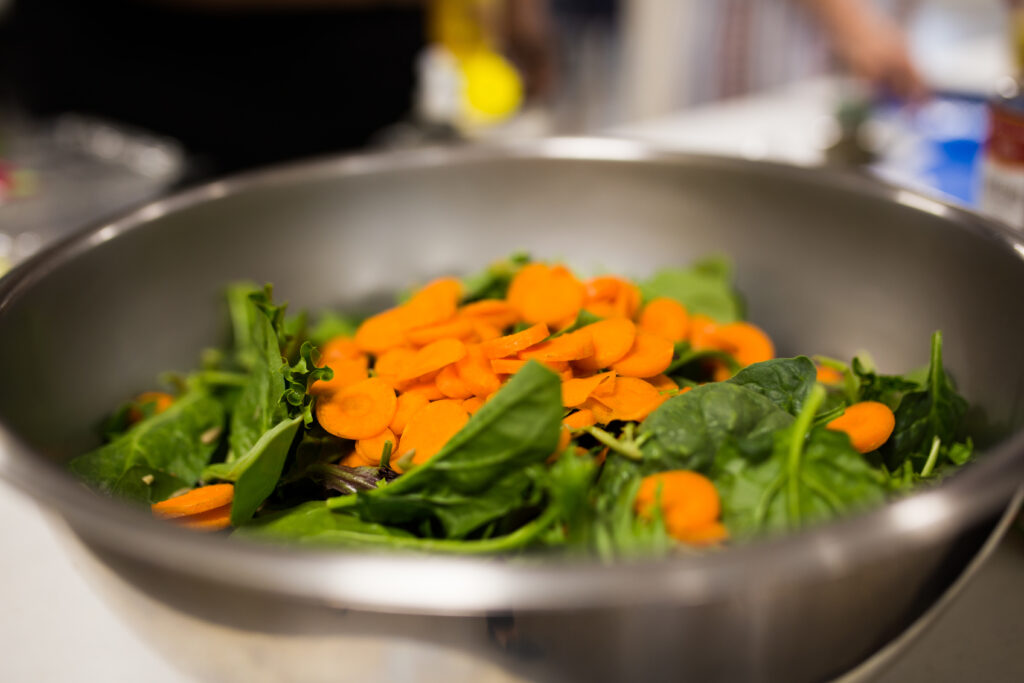 Healthy meal being prepared in a cooking class